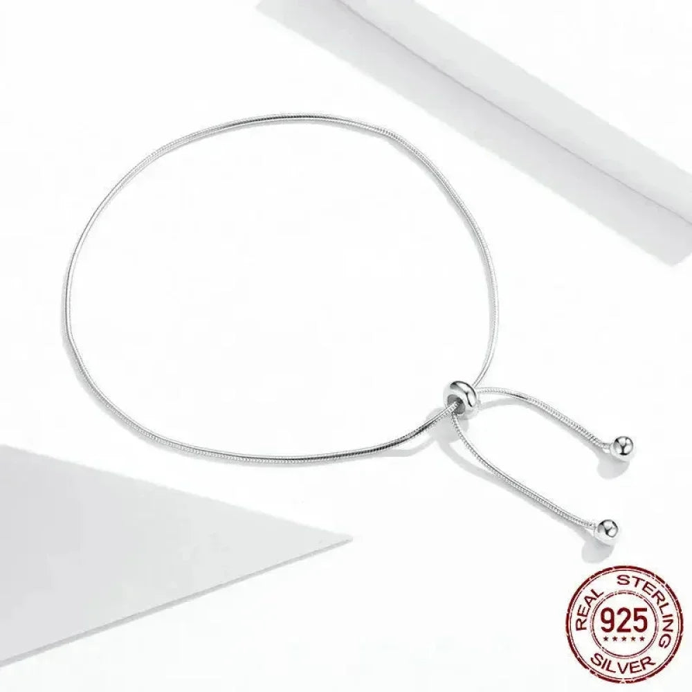 Sterling Silver Snake Charm Anklet (Adjustable)