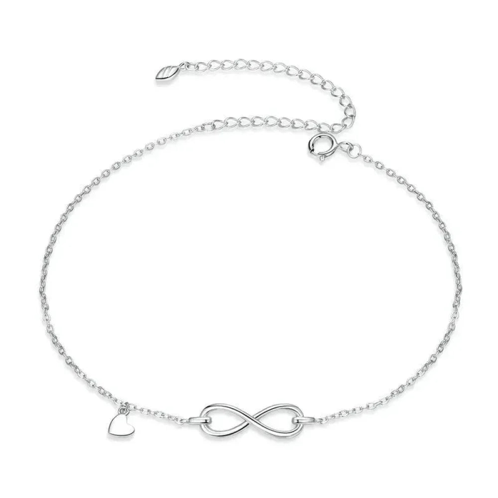Elegant 925 Sterling Silver Infinity Chain Anklet - Trendy Summer Foot Jewelry