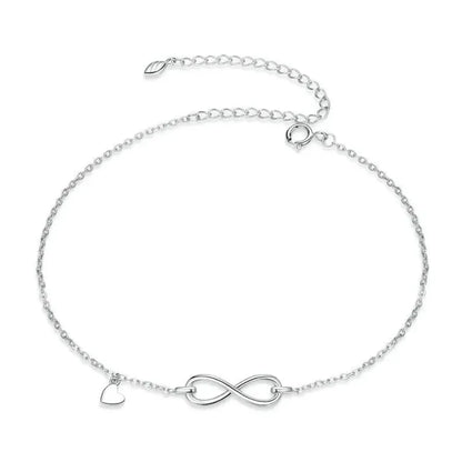 Elegant 925 Sterling Silver Infinity Chain Anklet - Trendy Summer Foot Jewelry