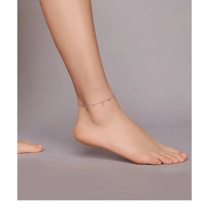 Authentic 925 Sterling Silver Minimalism Tassel Chain Anklet for Women