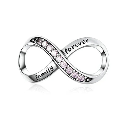 925 Sterling Silver Clear 5A Crystal Collection Family Heart X-Shape Charm Beads for Charm Bracelet & Necklace Pendant