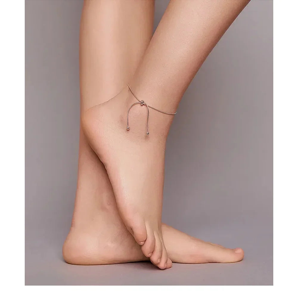 Sterling Silver Snake Charm Anklet (Adjustable)