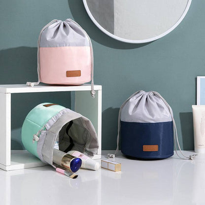 2-Tone Waterproof Cosmetic Cinch Bag — Drawstring Makeup Pouch