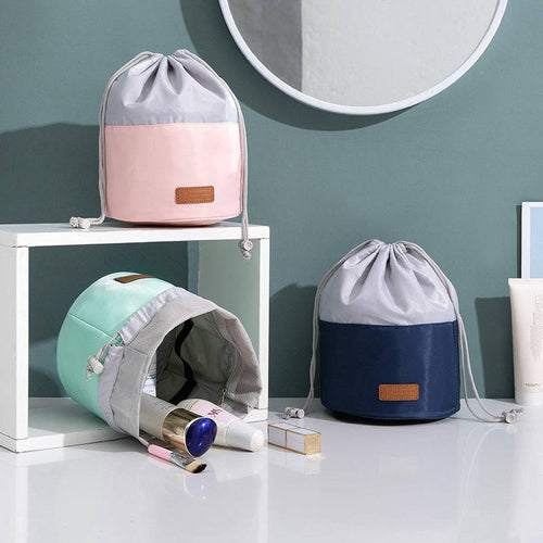 2-Tone Waterproof Cosmetic Cinch Bag — Drawstring Makeup Pouch