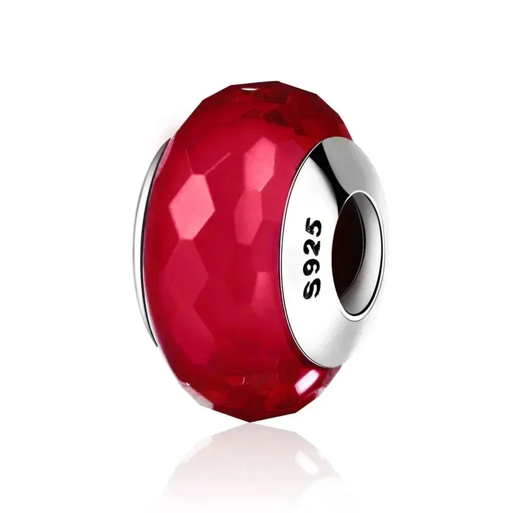 925 Sterling Silver Pink Flower Murano Glass Beads - Diy Bracelet Charms For A Festive Touch (Scz001)