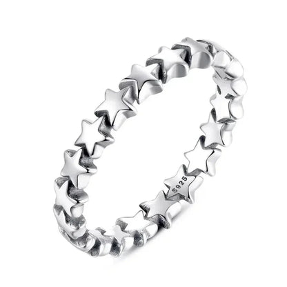 925 Sterling Silver Star & Heart Band Ring