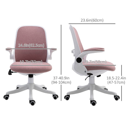 360° Swivel Office Chair Task Chair, Breathable Fabric Computer Chair with Flip-up Arms and Adjustable Height, Grey