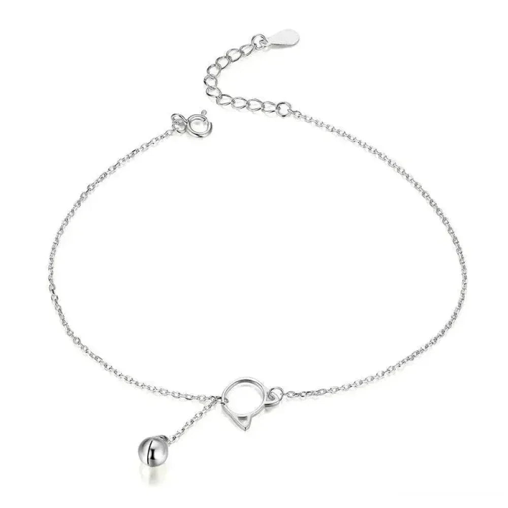 Simple Essential Bead Link Anklets - 925 Sterling Silver Bracelet For Foot Jewelry