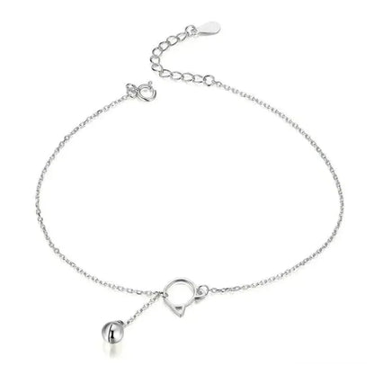 Simple Essential Bead Link Anklets - 925 Sterling Silver Bracelet For Foot Jewelry