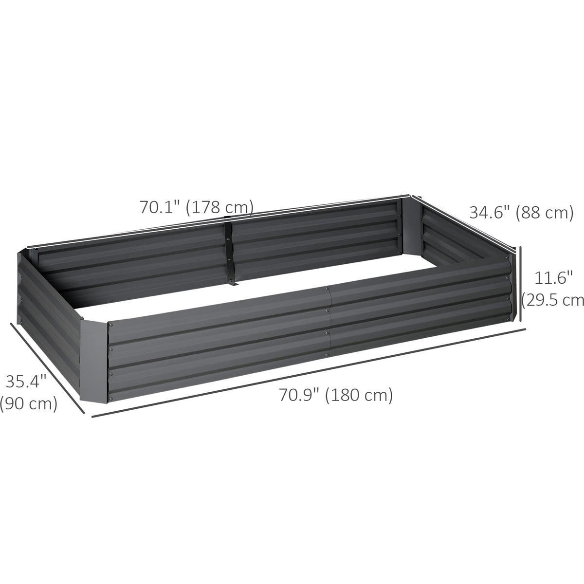 6' x 3' x 1' Raised Garden Bed with 2 Trellis Tomato Cages, Steel Frame Elevated Planter Box, Black