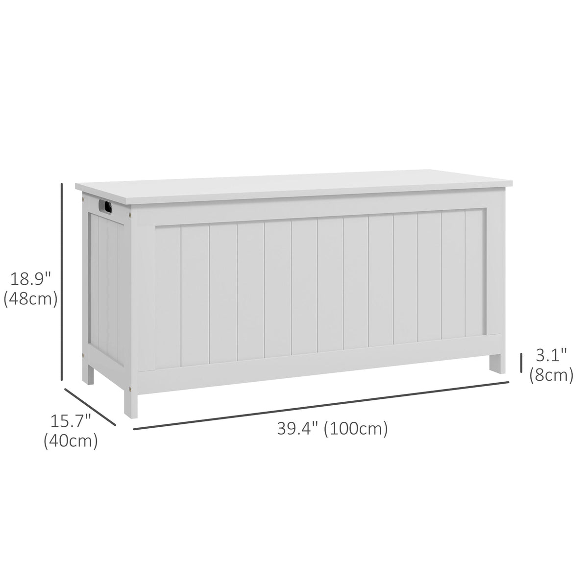 Storage Trunk with 2 Safety Hinges, Modern Entryway Bench with Side Handles, Storage Chest for Living Room, Black