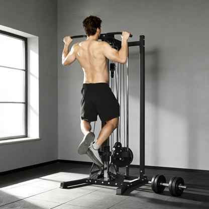 Cable Station Dual Pulley System with Pull up Bar and 14 Adjustable Positions