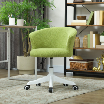 Armless Office Chair, Fluffy Computer Desk Chair with Adjustable Height, Swivel Wheels, Mid Back, Grey