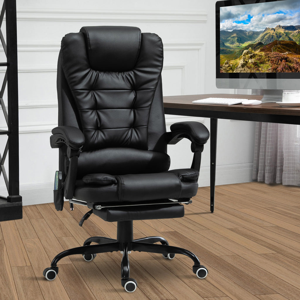 Declan Executive Office Chair with 7-Point Massage and Reclining Features-Black
