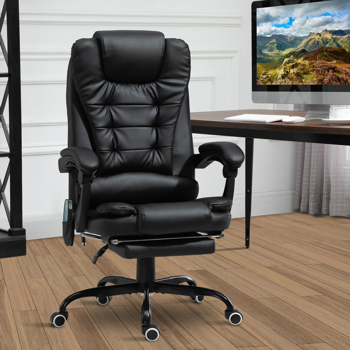 Declan Executive Office Chair with 7-Point Massage and Reclining Features-Black