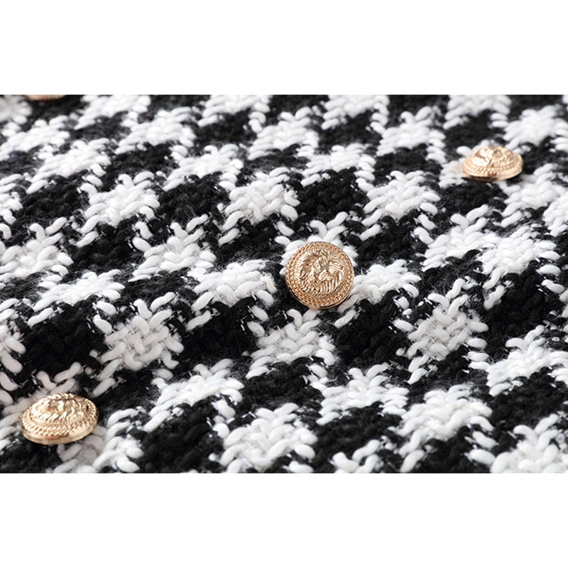 Button Plaid Mini Skirt