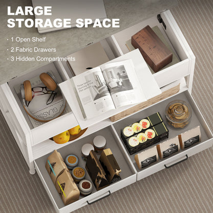 Modern Coffee Table, Lift Top Center Table with Fabric Drawers and Hidden Storage for Living Room, Distressed Black