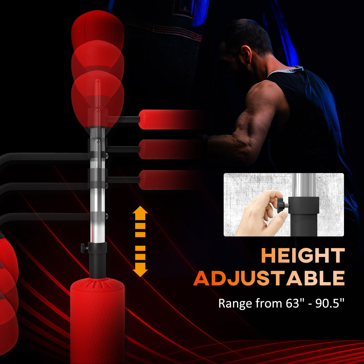 4-in-1 Free Standing Punching Bag, Height Adjustable Boxing Bag with 2 Speed Balls, 360° Reflex Bar, Black