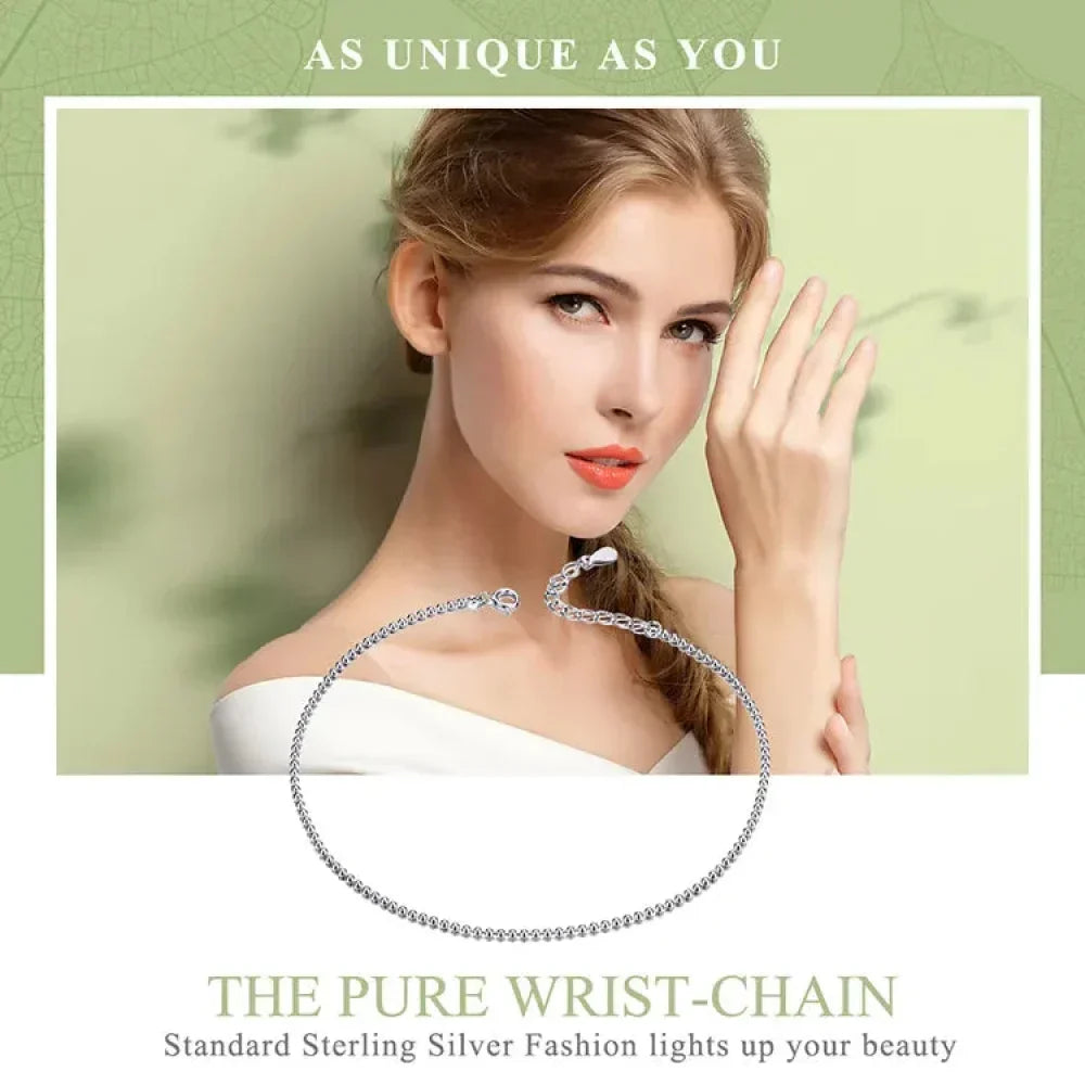 Simple Essential Bead Link Anklets - 925 Sterling Silver Bracelet For Foot Jewelry