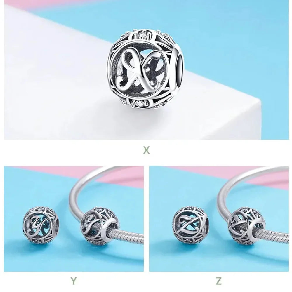 925 Sterling Silver Alphabet Charms - A To Z Letter Collection For Diy Jewelry Making