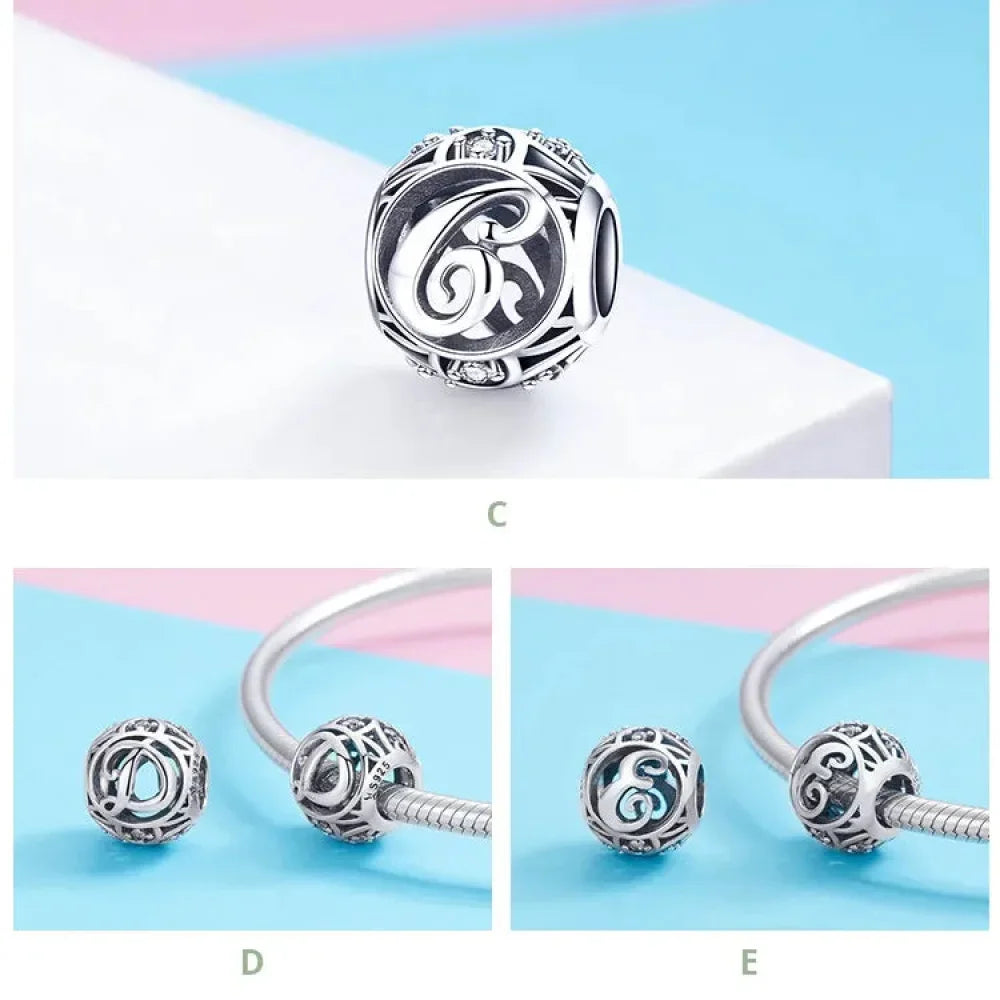 925 Sterling Silver Alphabet Charms - A To Z Letter Collection For Diy Jewelry Making