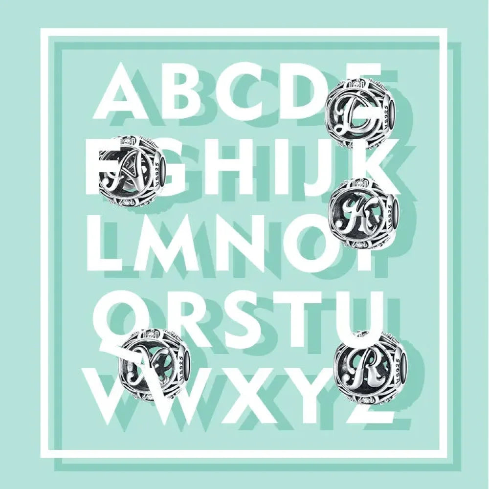 925 Sterling Silver Alphabet Charms - A To Z Letter Collection For Diy Jewelry Making