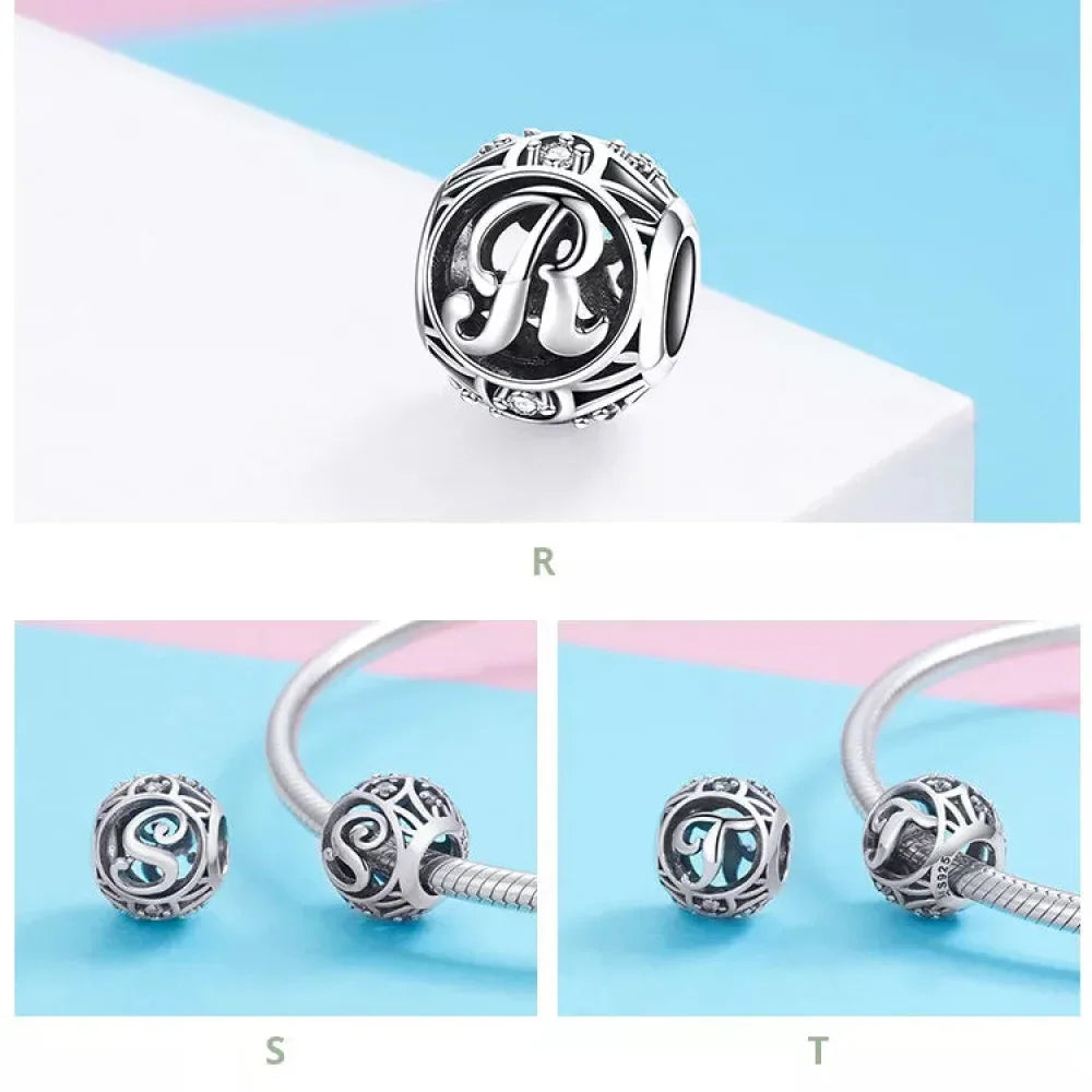 925 Sterling Silver Alphabet Charms - A To Z Letter Collection For Diy Jewelry Making