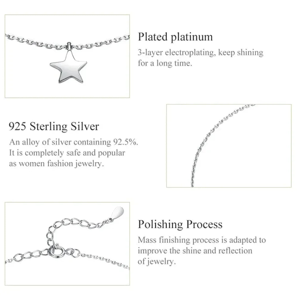 Simple Star Silver Anklet | 925 Sterling Silver Bracelet For Women | Fashion Foot Jewelry Sct009