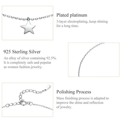 Simple Star Silver Anklet | 925 Sterling Silver Bracelet For Women | Fashion Foot Jewelry Sct009