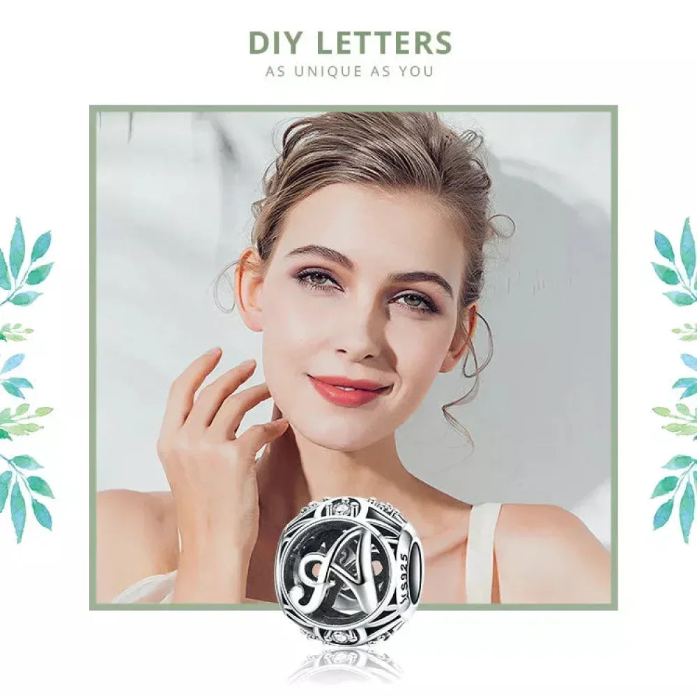 925 Sterling Silver Alphabet Charms - A To Z Letter Collection For Diy Jewelry Making