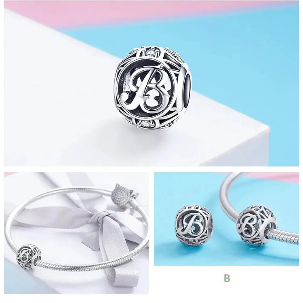 925 Sterling Silver Alphabet Charms - A To Z Letter Collection For Diy Jewelry Making