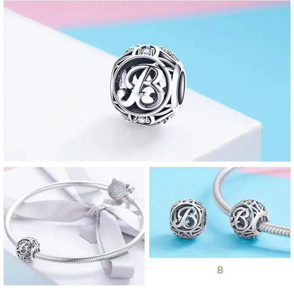 925 Sterling Silver Alphabet Charms - A To Z Letter Collection For Diy Jewelry Making