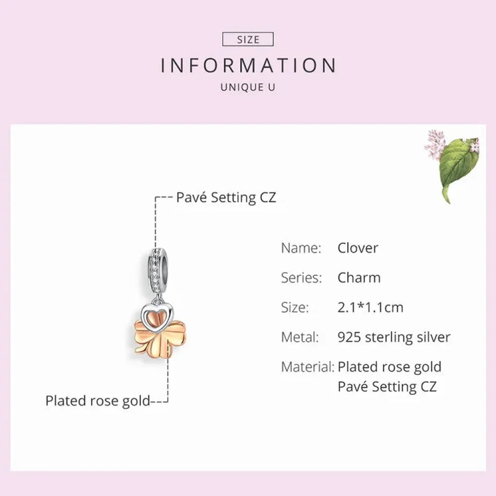 925 Sterling Silver Gardon Lucky Clover Charm - Scc1238