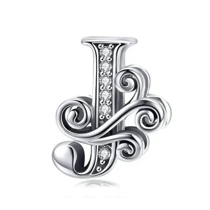 Chic 925 Sterling Silver Cz Alphabet Beads For Charm Bracelet - Vintage A To Z Letter Charms (Bsc030)
