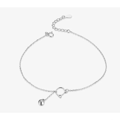 Elegant 925 Sterling Silver Bell And Cat Anklet For Women - Sct003