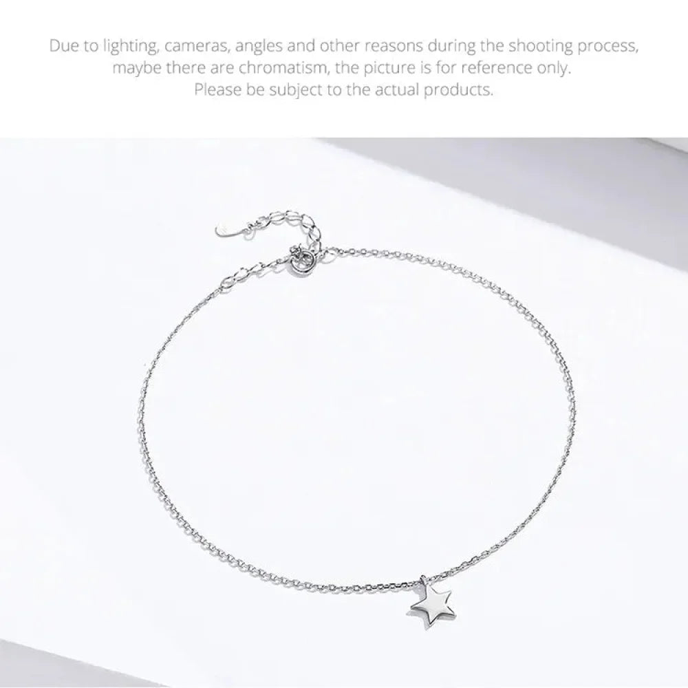Simple Star Silver Anklet | 925 Sterling Silver Bracelet For Women | Fashion Foot Jewelry Sct009