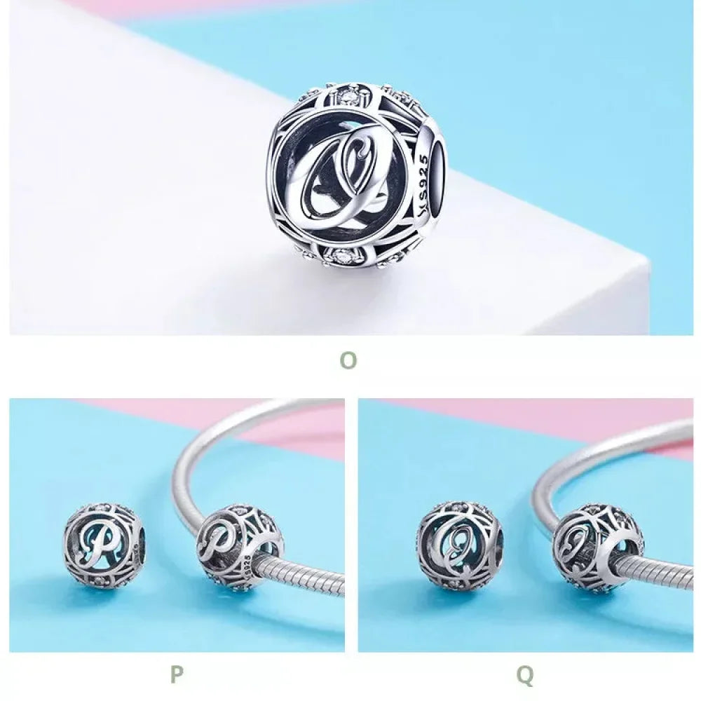 925 Sterling Silver Alphabet Charms - A To Z Letter Collection For Diy Jewelry Making