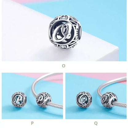 925 Sterling Silver Alphabet Charms - A To Z Letter Collection For Diy Jewelry Making