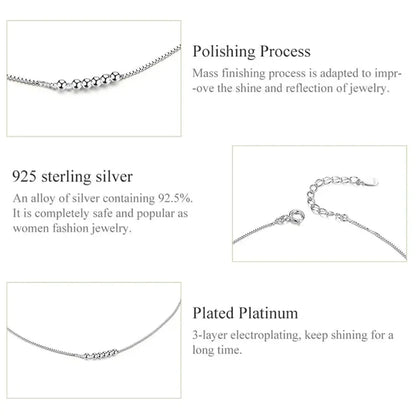 Simple Essential Bead Link Anklets - 925 Sterling Silver Bracelet For Foot Jewelry