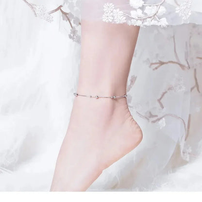 Minimalist Round Beads Anklet - Sterling Silver Chain Bracelet For Leg - Female Foot Jewelry For Women - Leg Chain Sct005