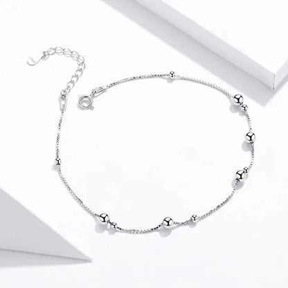 Minimalist Round Beads Anklet - Sterling Silver Chain Bracelet For Leg - Female Foot Jewelry For Women - Leg Chain Sct005