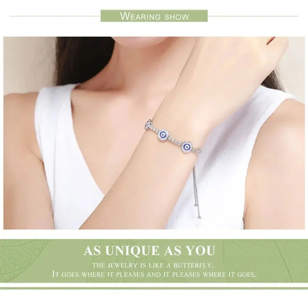 925 Sterling Silver Evil Eye Tennis Bracelet