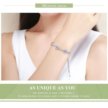 925 Sterling Silver Evil Eye Tennis Bracelet