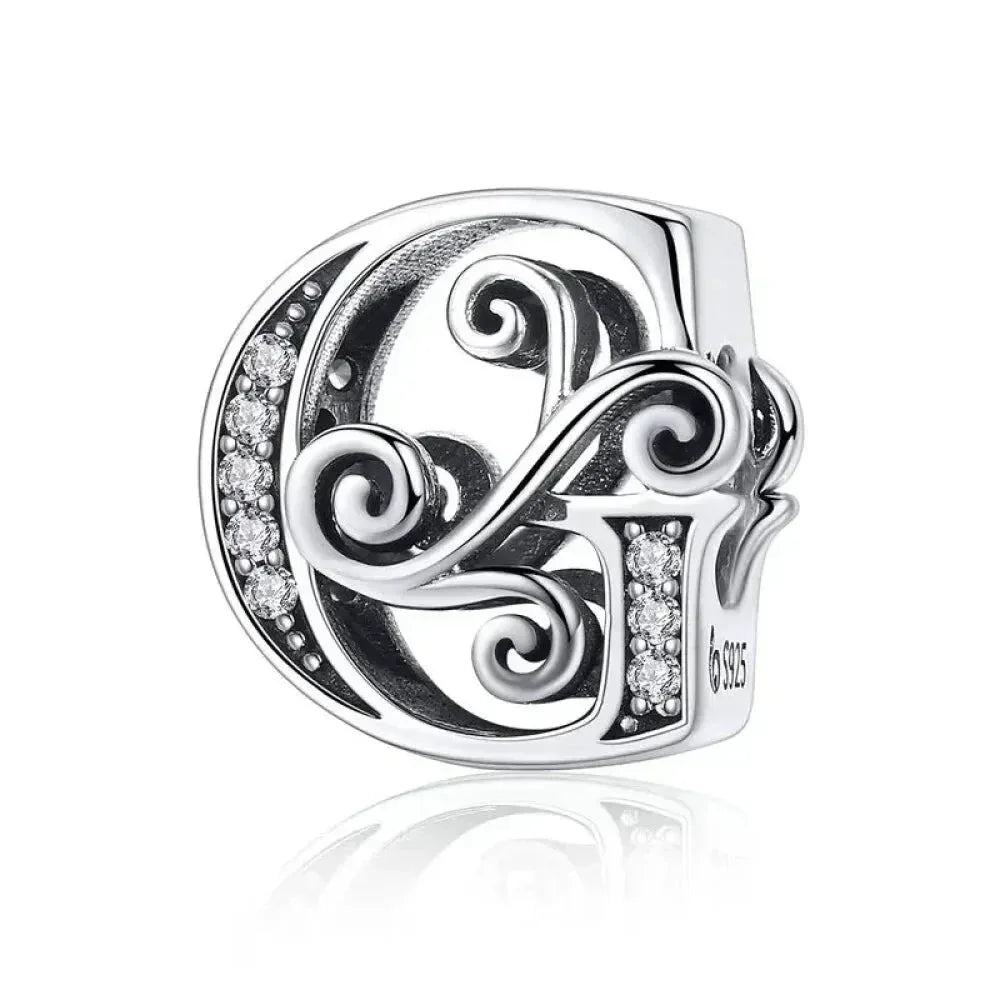 Chic 925 Sterling Silver Cz Alphabet Beads For Charm Bracelet - Vintage A To Z Letter Charms (Bsc030)