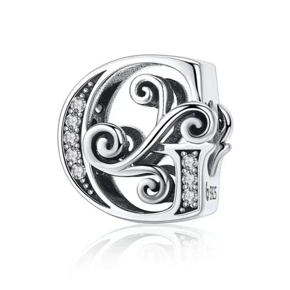 Chic 925 Sterling Silver Cz Alphabet Beads For Charm Bracelet - Vintage A To Z Letter Charms (Bsc030)