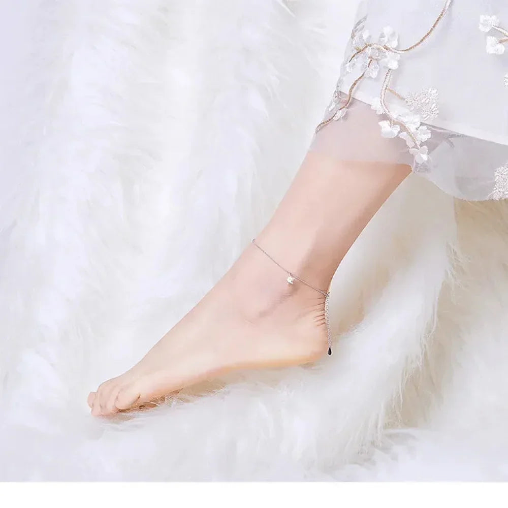 Simple Star Silver Anklet | 925 Sterling Silver Bracelet For Women | Fashion Foot Jewelry Sct009