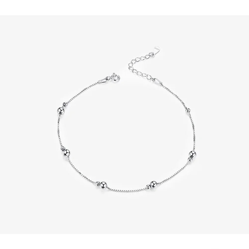 Minimalist Round Beads Anklet - Sterling Silver Chain Bracelet For Leg - Female Foot Jewelry For Women - Leg Chain Sct005