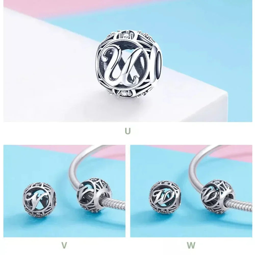 925 Sterling Silver Alphabet Charms - A To Z Letter Collection For Diy Jewelry Making