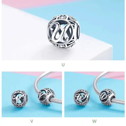 925 Sterling Silver Alphabet Charms - A To Z Letter Collection For Diy Jewelry Making