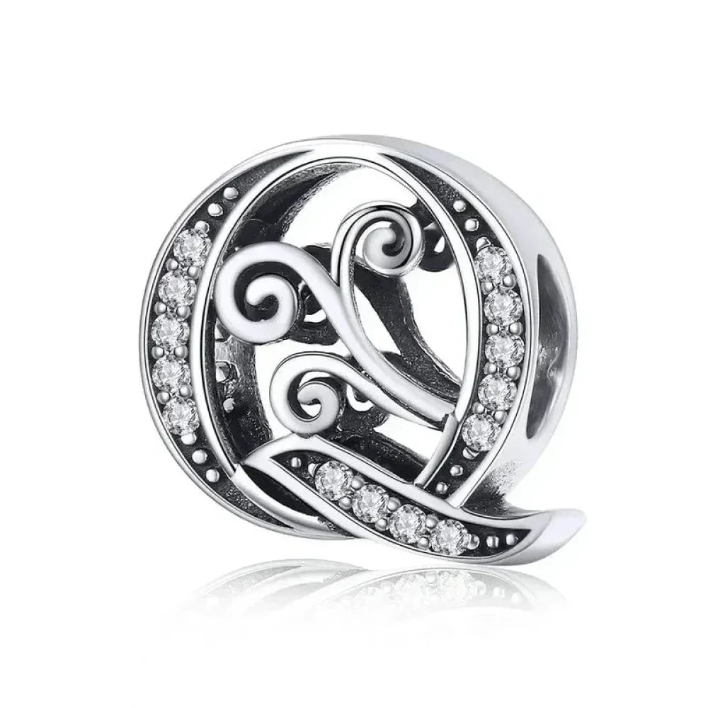 Chic 925 Sterling Silver Cz Alphabet Beads For Charm Bracelet - Vintage A To Z Letter Charms (Bsc030)
